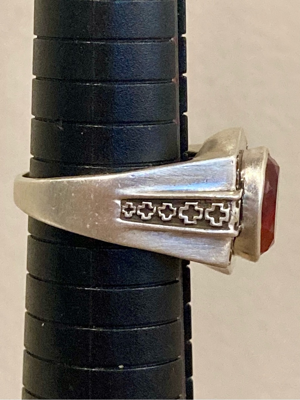 Sterling Silver Ring Band STS Chuck Clemency Silver Orange with Crosses Sz 10 - Picture 10 of 16